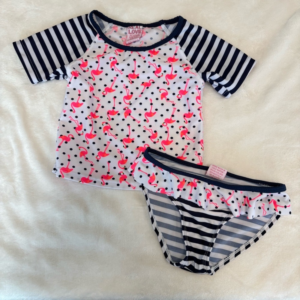 Real Love 24 month swimsuit rash guard flamingo
